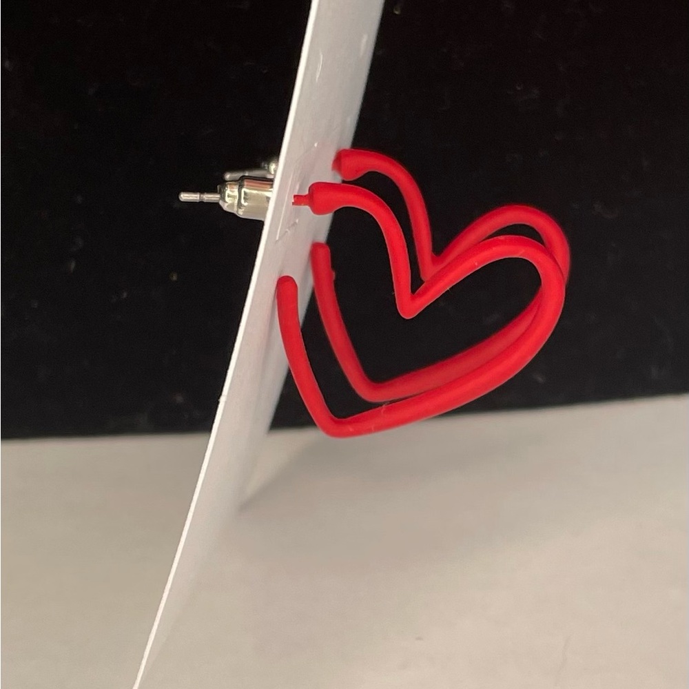 Red Heart Hoop Earrings